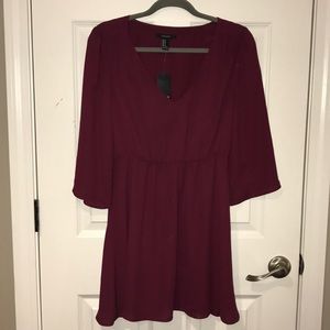 Quarter Sleeve Burgundy Dress